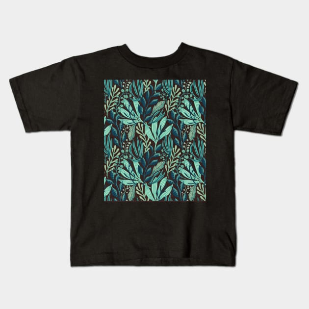 Flowy Floral All Over Print Pattern Kids T-Shirt by monicasareen